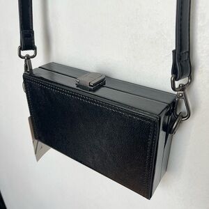 ZARA NWT Black Box Crossbody bag Adjustable strap Faux Vegan Leather